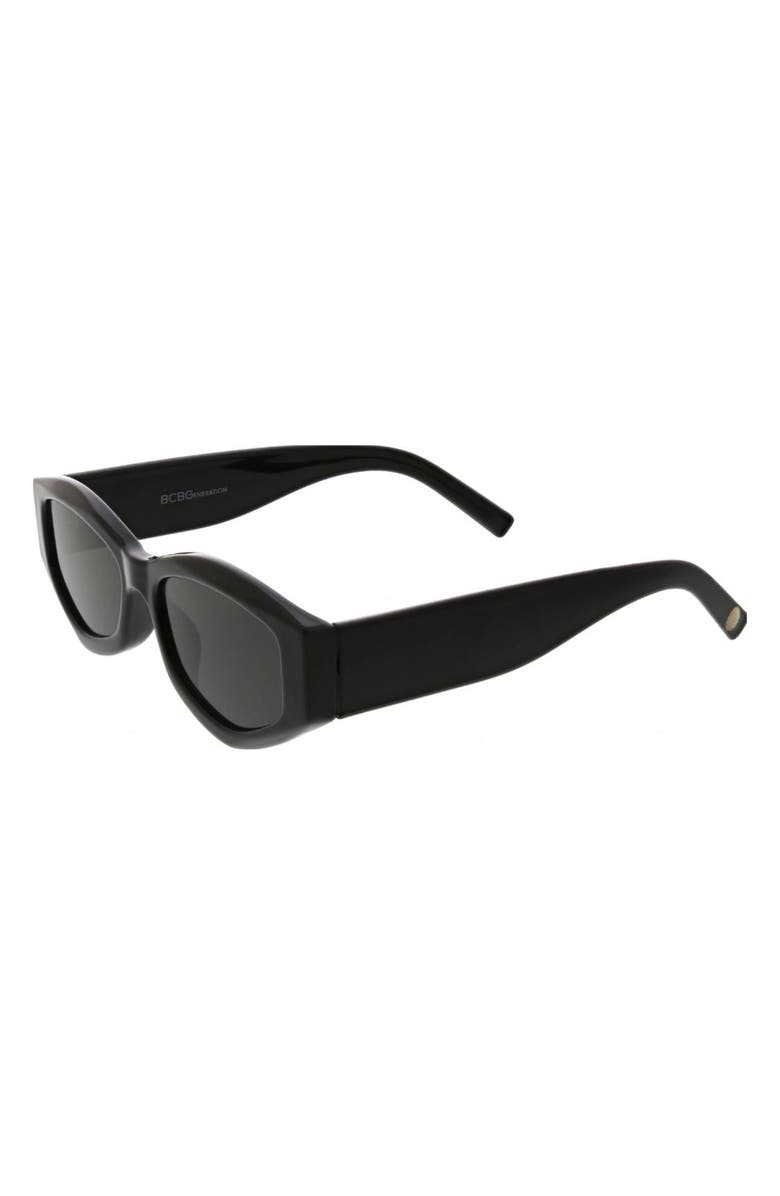 BCBG 53mm Slim Geometric Oval Sunglasses, Alternate, color, Black