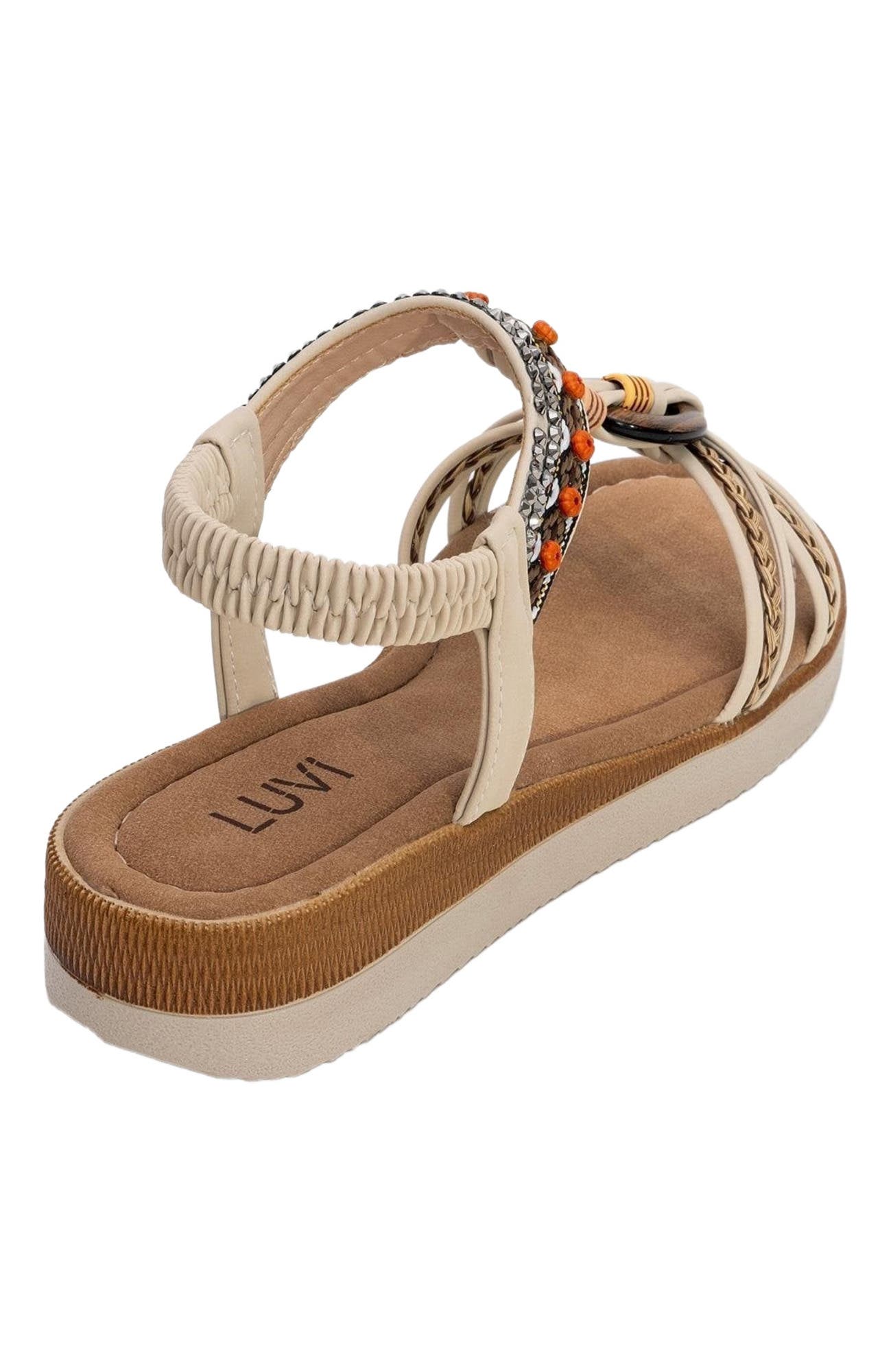 Prologue Shoes CHER Braided Strap Sandal, Alternate, color, Beige Faux Leather