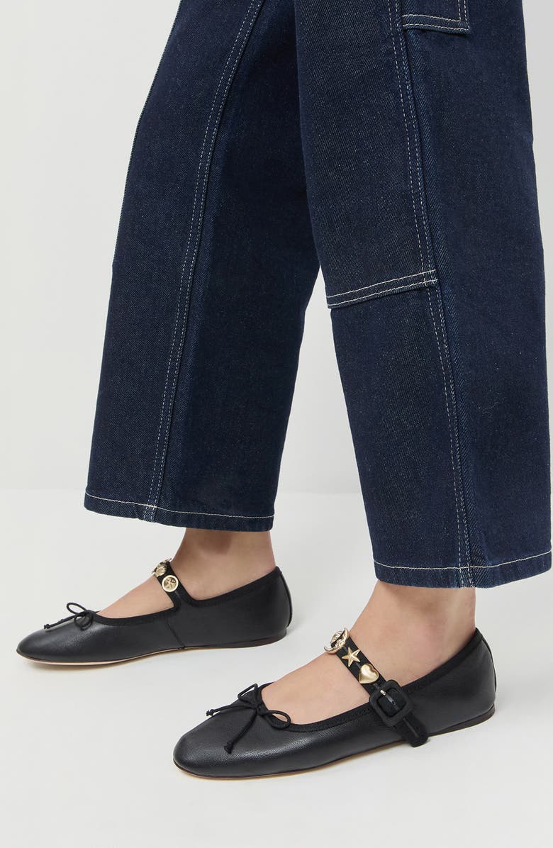 Loeffler Randall Chiara Mary Jane Flat, Alternate, color, Black/ Gold