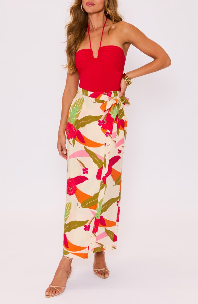 VICI Collection Riviera Printed Faux Wrap Skirt, Alternate, color, Cream Red