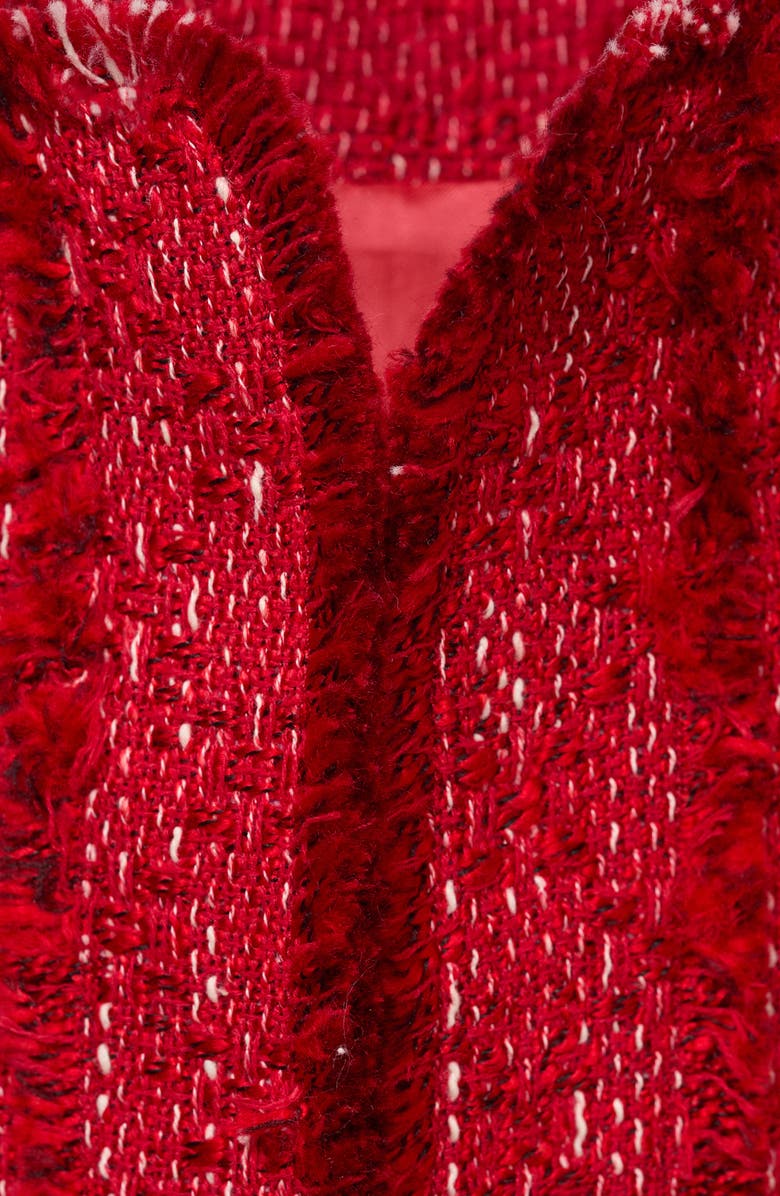 MANGO Frayed Tweed Jacket, Alternate, color, Red