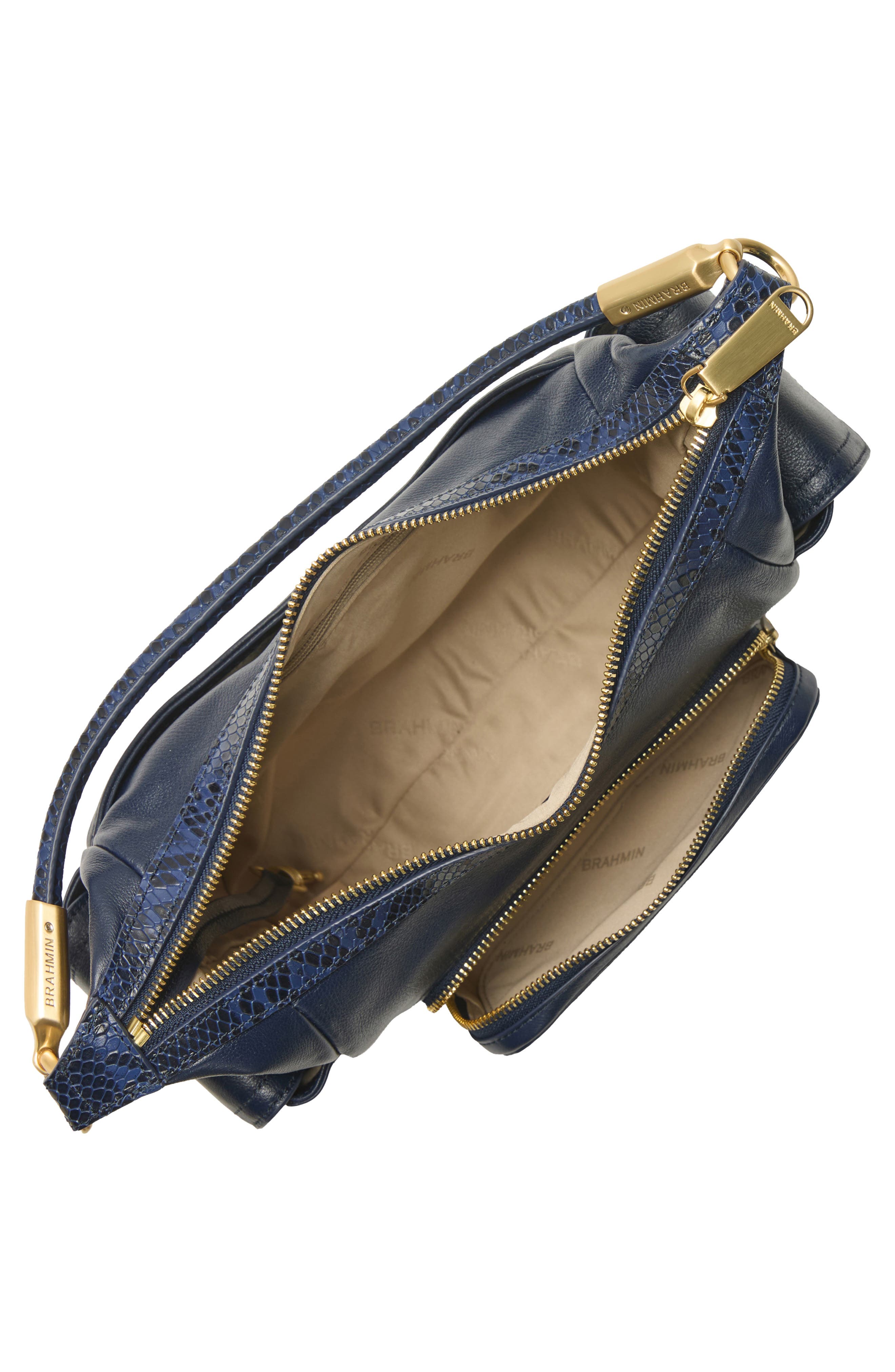 Brahmin Corinne Leather Shoulder Bag, Alternate, color, Navy