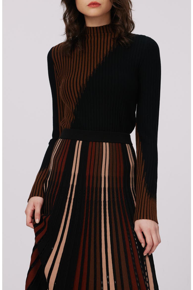 Marisol Mock Neck Sweater, Main, color, BROWN/BLK