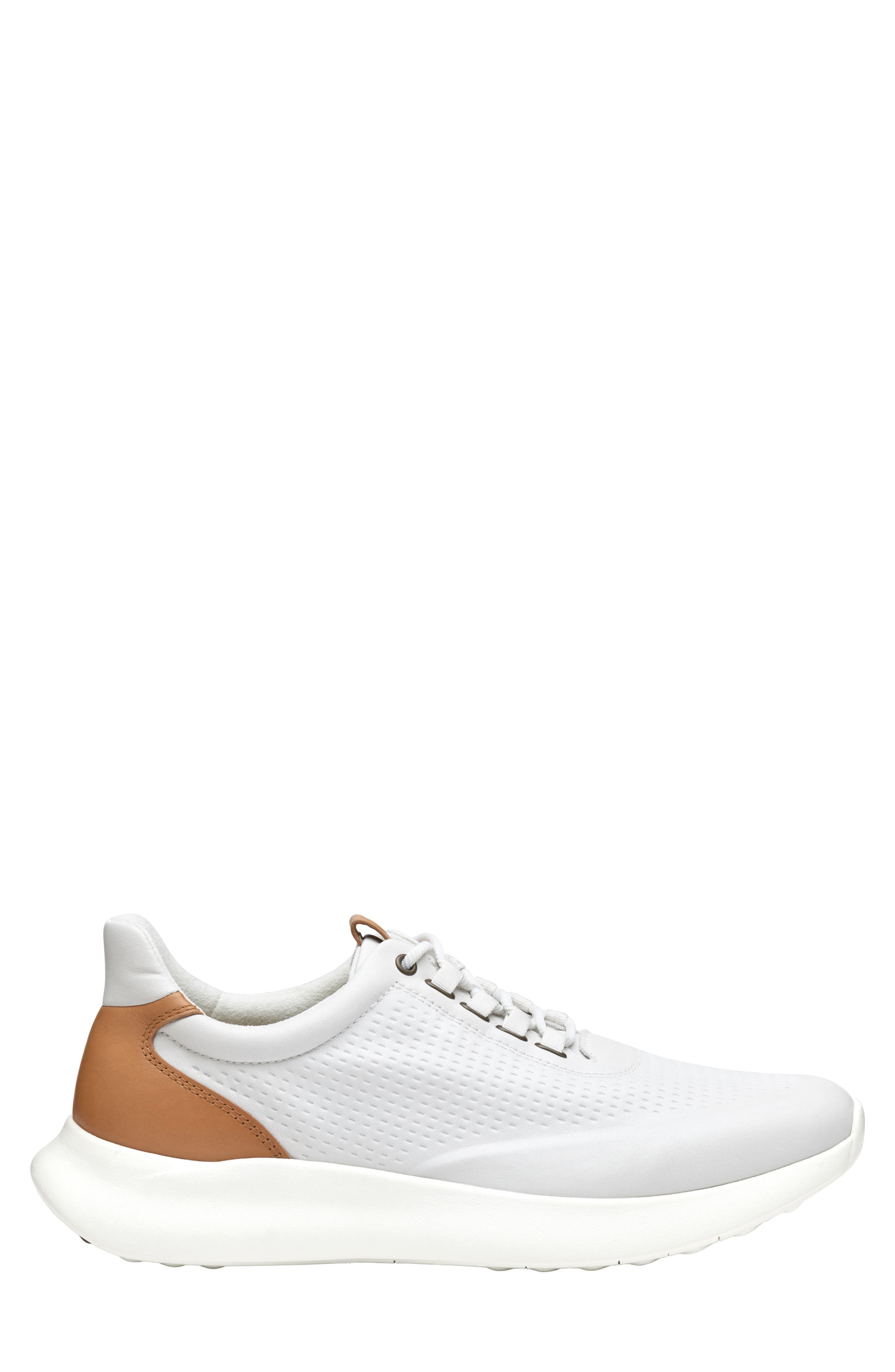 Johnston & Murphy Amherst 2.0 U-Throat Leather Sneaker, Alternate, color, White Full Grain