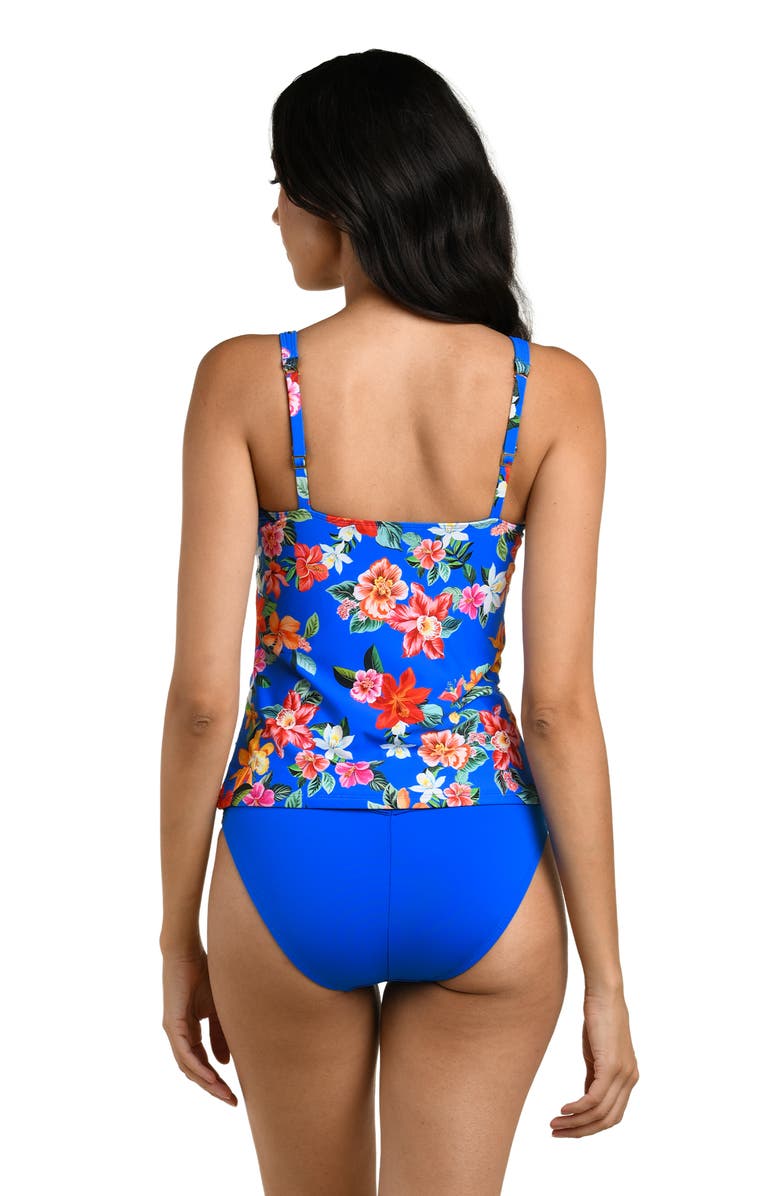 La Blanca Modern Tie Neck Tankini, Alternate, color, Blue Multi