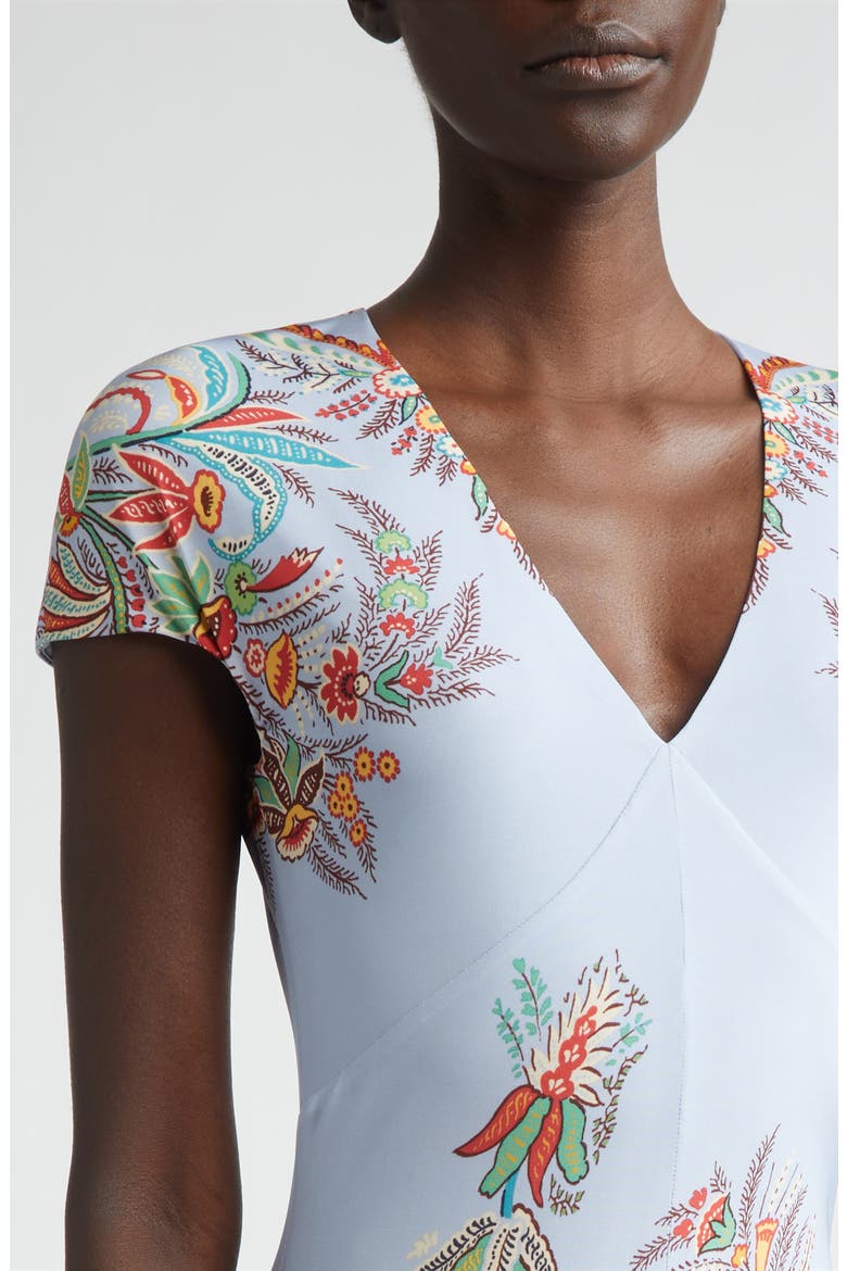 Print Short Sleeve Maxi Dress, Alternate, color, PRINT ON PALE BLUE BASE