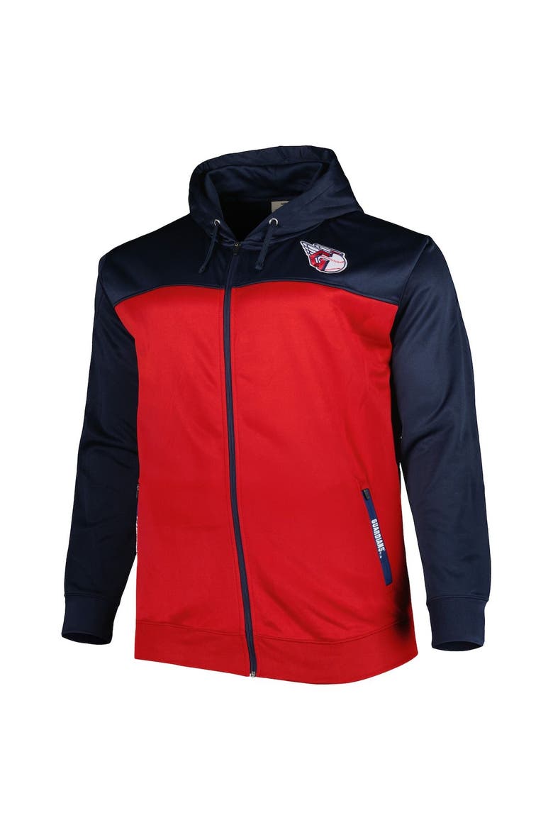 Men's Navy/Red Cleveland Guardians Big & Tall Yoke Full-Zip Hoodie, Alternate, color, Navy