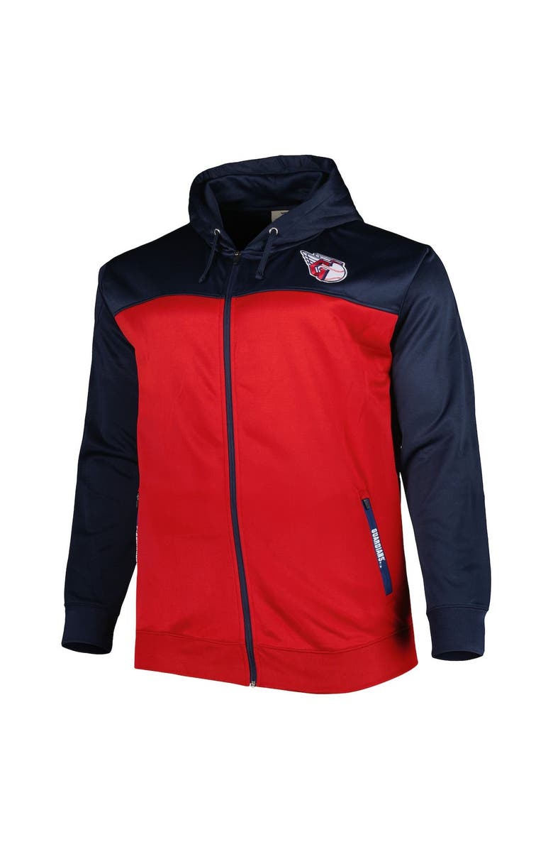 PROFILE Men's Navy/Red Cleveland Guardians Big & Tall Yoke Full-Zip Hoodie, Alternate, color,