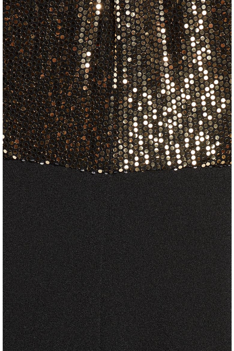 Metallic Mesh Wide Leg Halter Jumpsuit, Alternate, color, BLACK/ GOLD