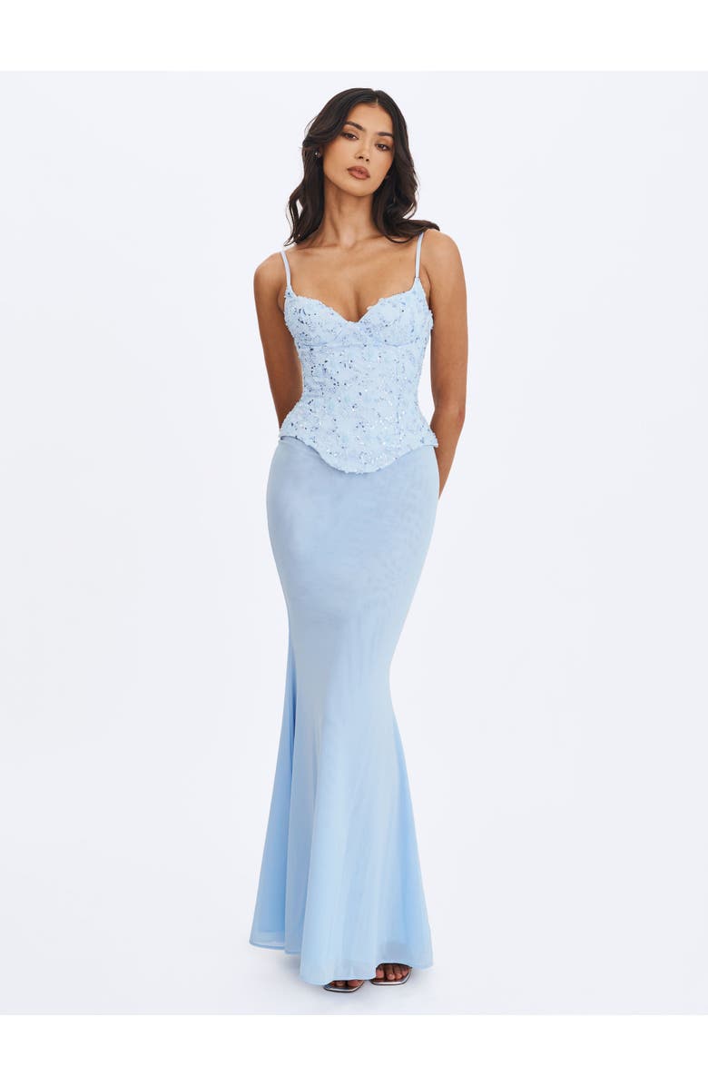 Miss Circle Aurielle Sweetheart Mermaid Peplum Maxi Dress, Alternate, color, Baby Blue