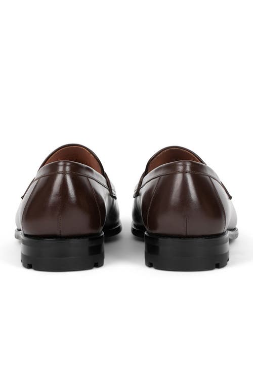 Anthony Veer Mercer Penny Loafer In Maple Brown Leather & Woven