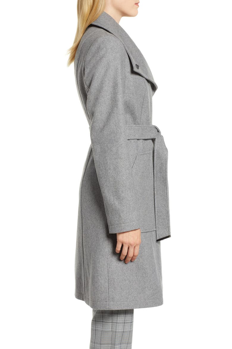 Belted Wool Blend Coat, Alternate, color, GREY