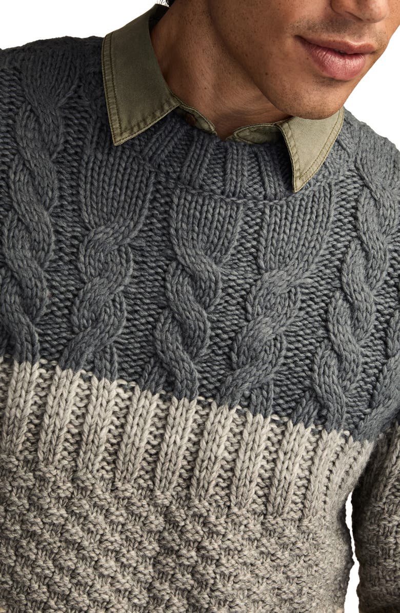 Lucky Brand Cable Stitch Sweater, Alternate, color, Turbulence