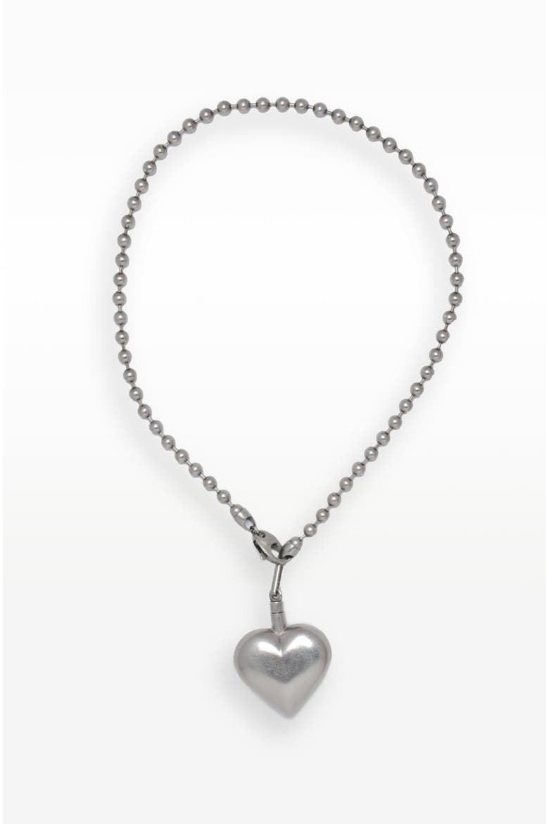 Puffed Heart Necklace, Main, color, Silver