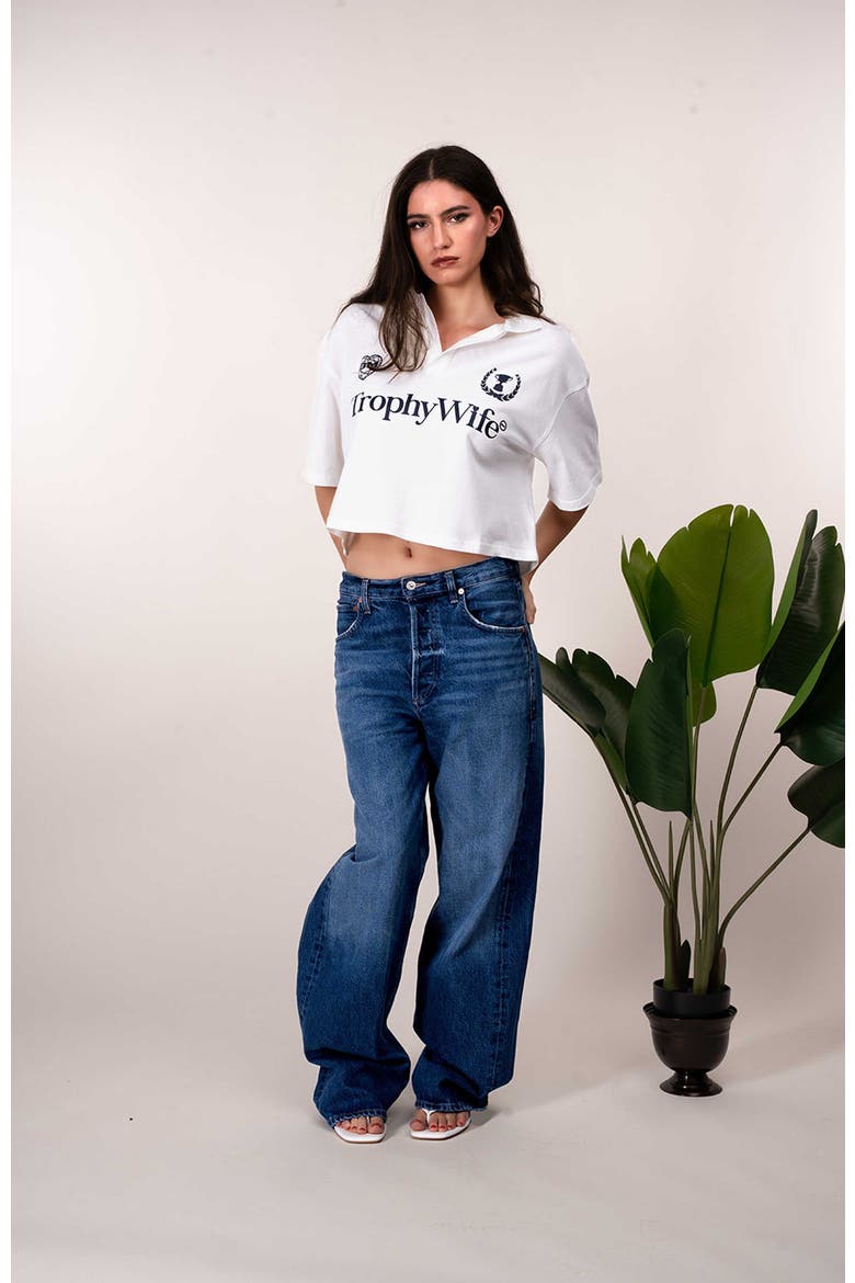 Trophy Wife Boxy Rugby Shirt, Alternate, color, White
