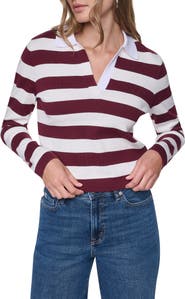 DKNY Jeans Striped Long Sleeve Polo Sweater