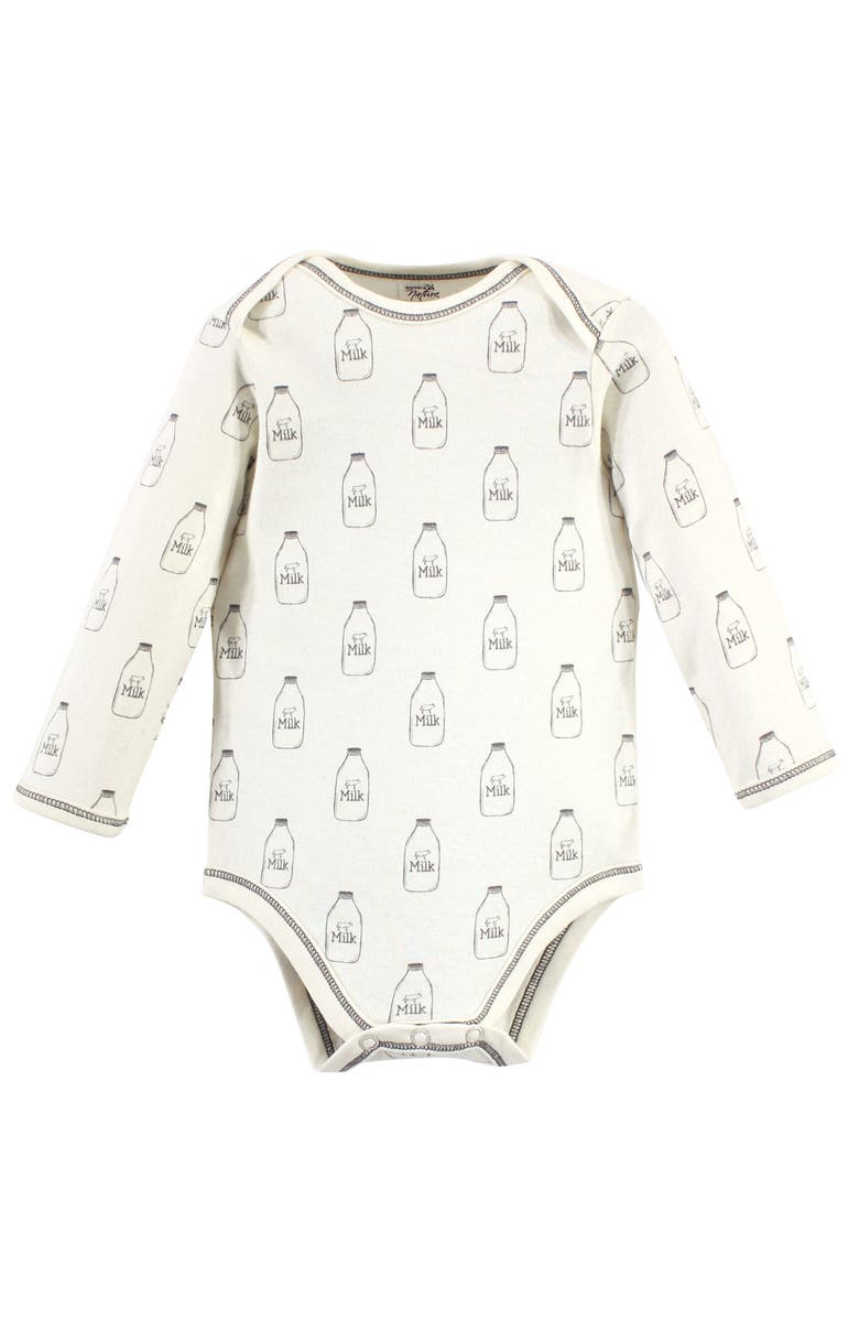Touched by Nature Organic Cotton Long-Sleeve Bodysuits, Alternate, color, Farm Friends