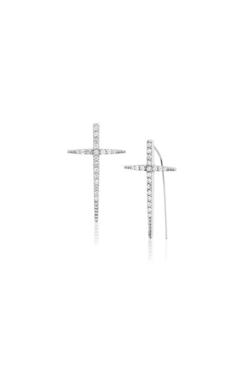 Sheryl Lowe Diamond Baby Cross Spike Earring In Silver
