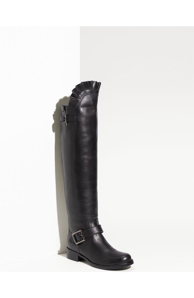 Valentino Garavani Ruffled Over the Knee Biker Boot, Main, color,