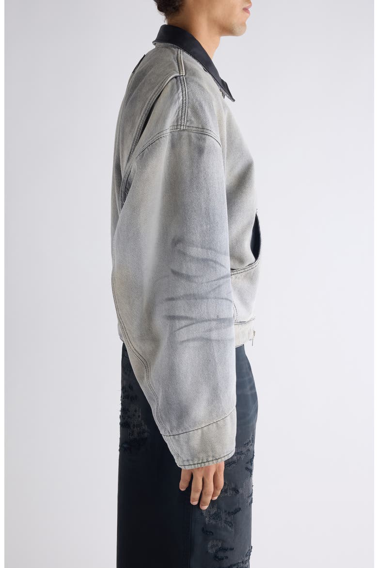 Ohniev Sulphur Fade Denim Jacket, Alternate, color, WHITE/ BLACK