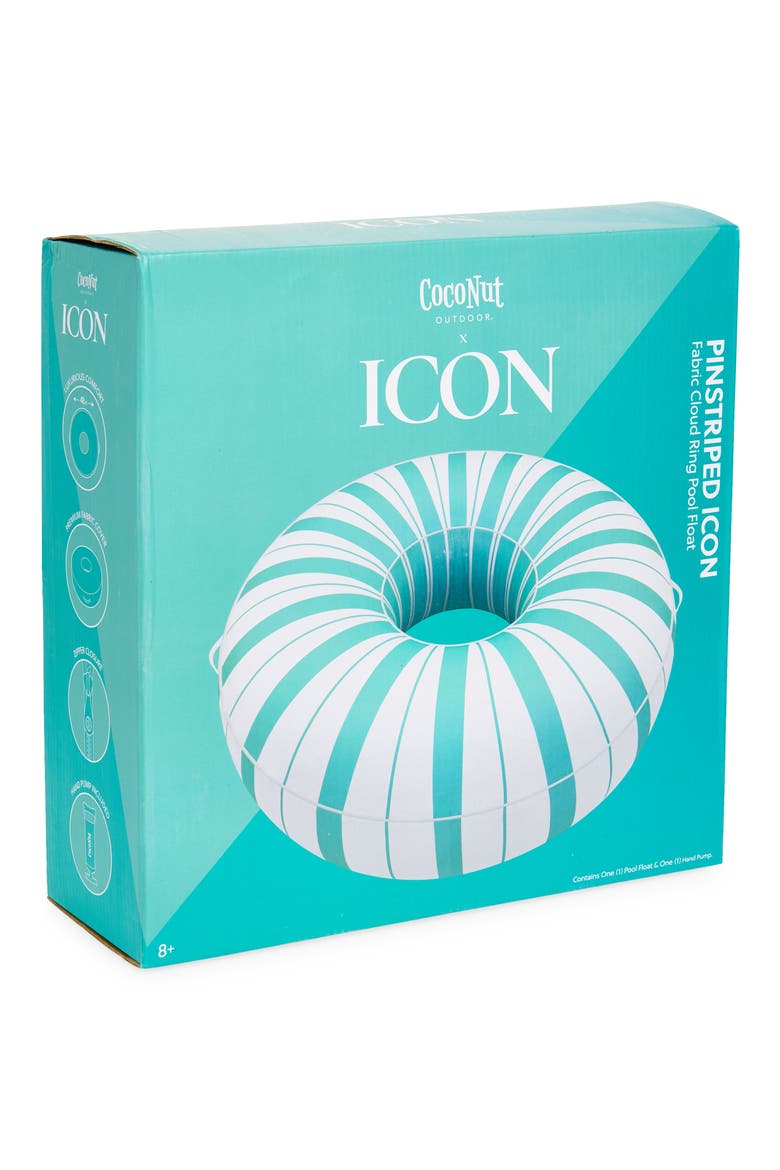 Retro Pinstripe Fabric Pool Ring Float, Main, color, GREEN