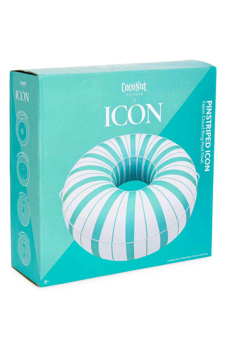 Coconut Outdoor Retro Pinstripe Fabric Pool Ring Float, Main, color, Green