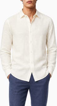 Onia Long Sleeve Linen Blend Button-Up Shirt