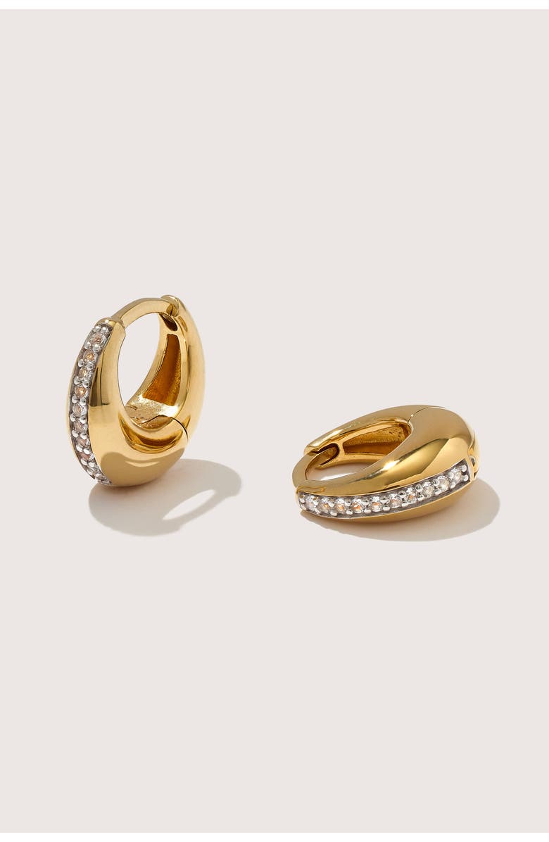 Otiumberg 14kt Gold Vermeil Mini Graduated Hoop Earrings with White Topaz, Main, color, Yellow Toned Gold
