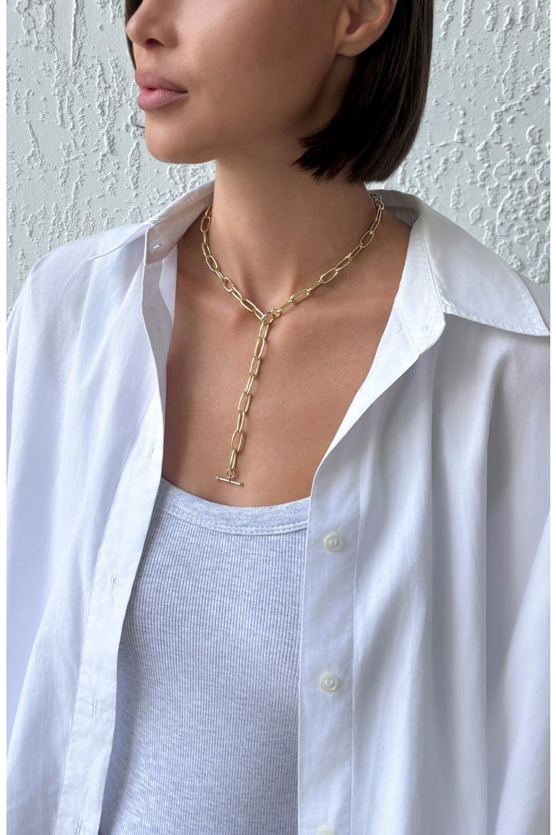 14k Gold Plated Chunky Slide Toggle Necklace, Alternate, color, GOLD