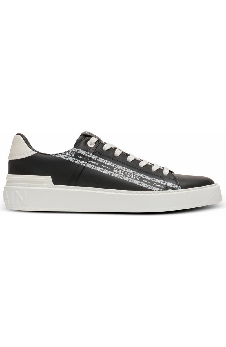 Balmain B-Court Printed Calfskin Trainers, Alternate, color, Black