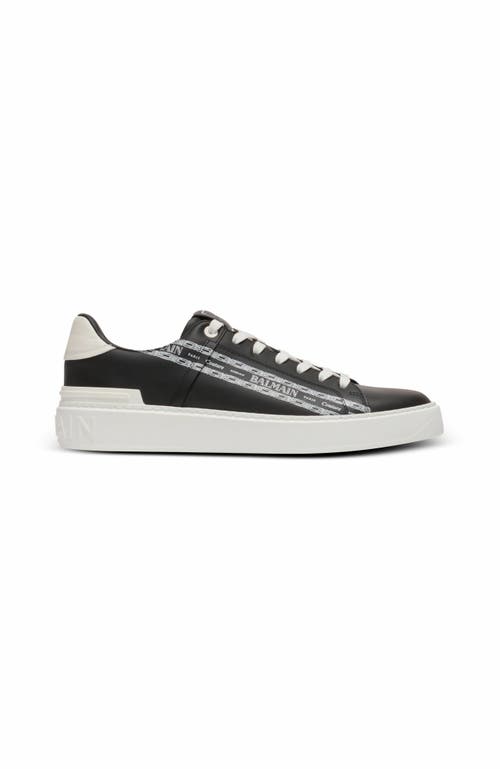 Balmain B-court Printed Calfskin Trainers In Black
