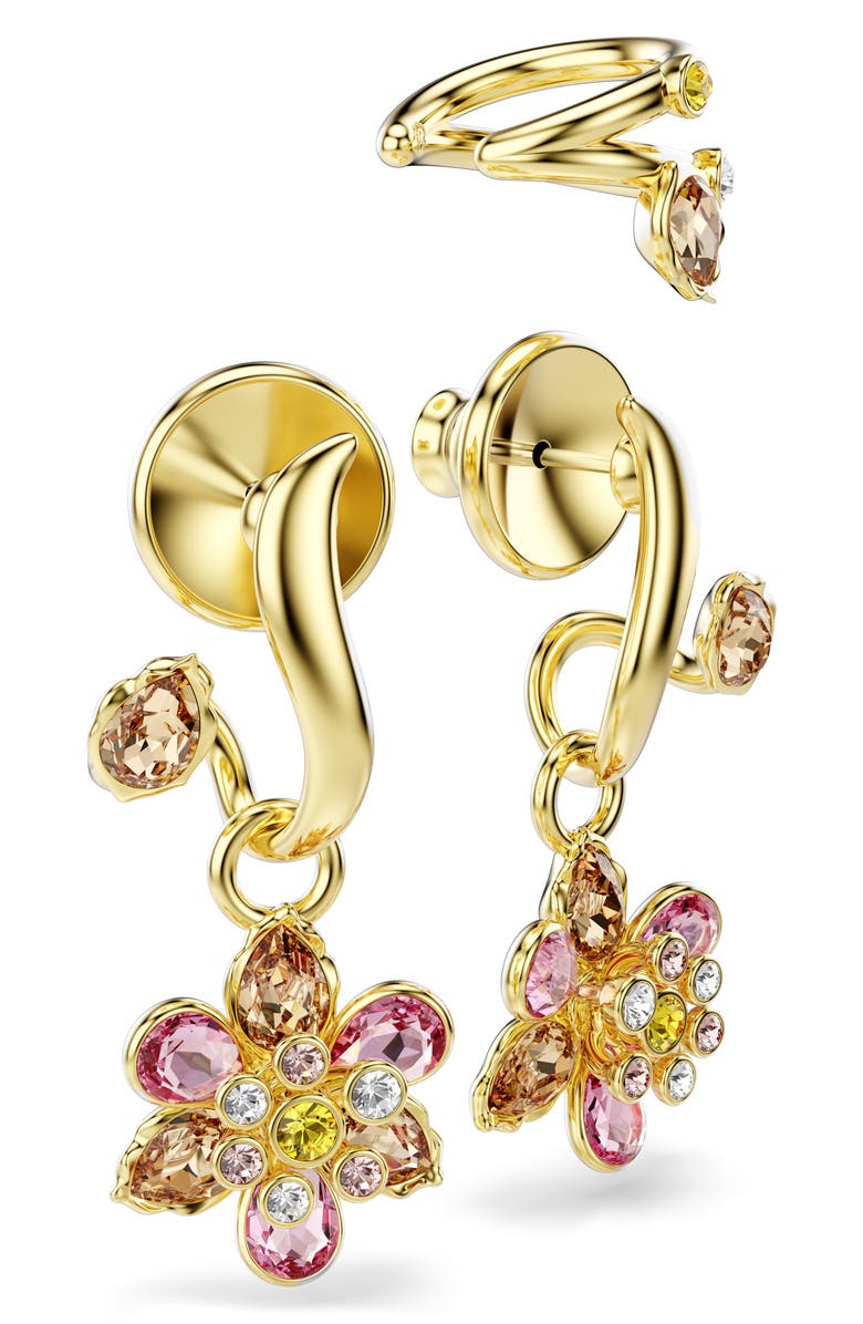Swarovski Idyllia Floral Charm Jacket Earrings, Alternate, color, 