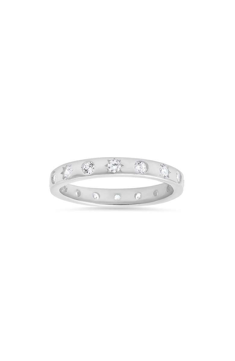 Queen Jewels Sterling Silver Celestial Cubic Zirconia Band Ring, Main, color, Silver