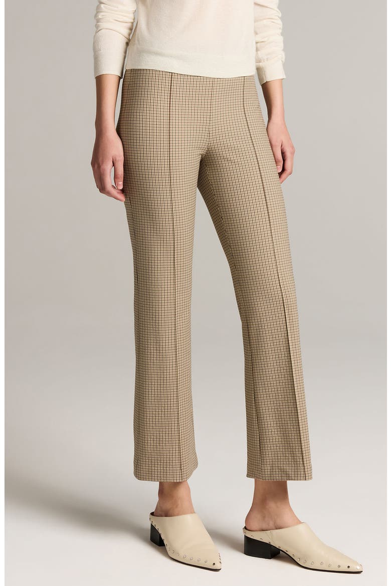 Niki Mid Rise Crop Flare Plaid Pants, Main, color, OAK BUFF CHECK