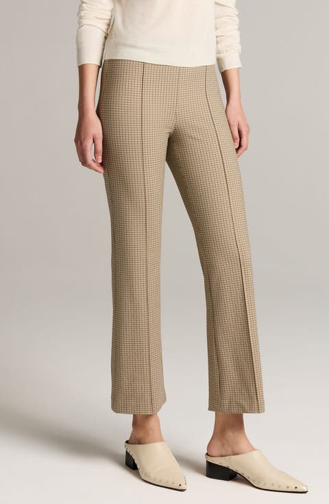 Niki Mid Rise Crop Flare Plaid Pants