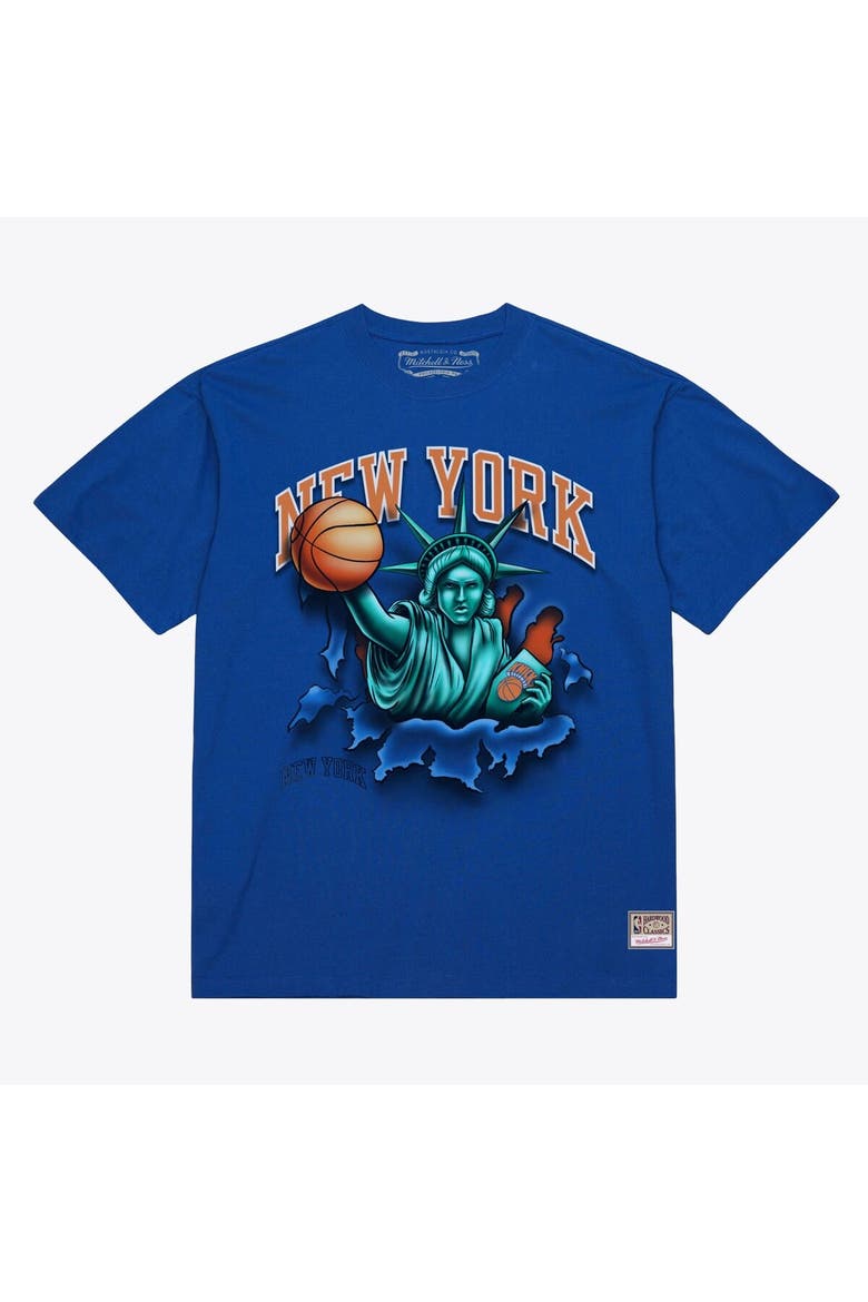 Men's Mitchell & Ness Blue New York Knicks Breakthrough T-Shirt, Alternate, color, Blue