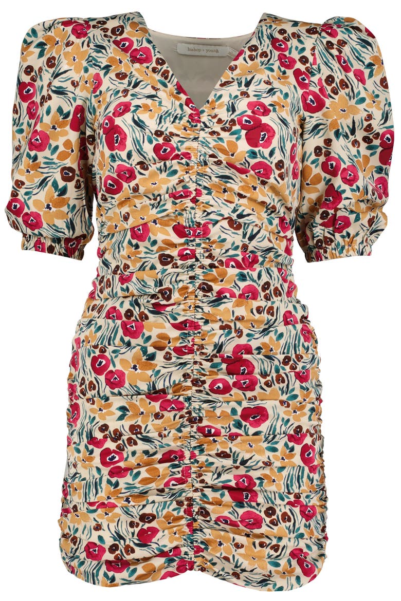 Carly Ruched Front Dress, Alternate, color, Flora Print