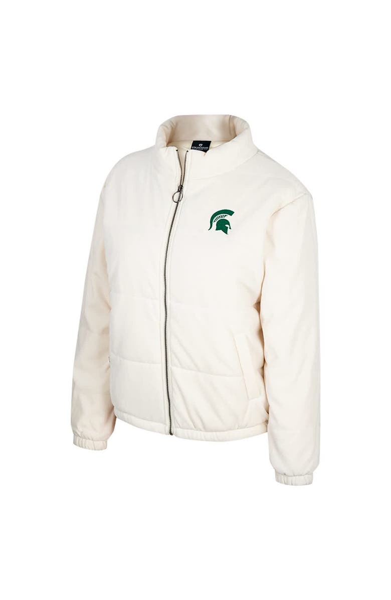 COLOSSEUM Women's Colosseum Cream Michigan State Spartans So Hot Right Now Quilted Puffer Full-Zip Jacket, Alternate, color, 