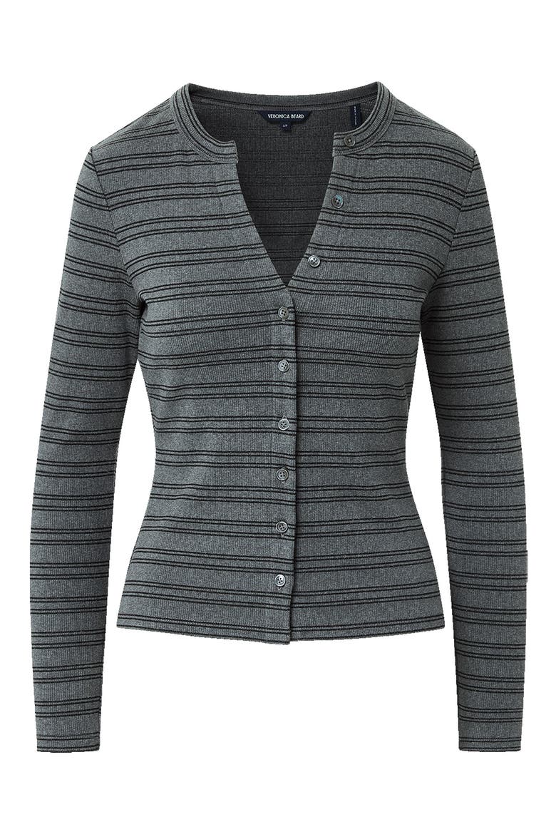 Dilia Metallic Stripe Stretch Cotton Blend Top, Alternate, color, HEATHER GREY BLACK LUREX