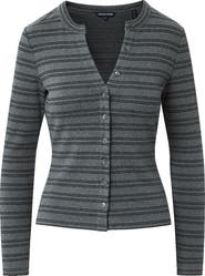 Veronica Beard Dilia Metallic Stripe Stretch Cotton Blend Top