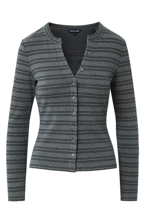 Veronica Beard Dilia Metallic Stripe Stretch Cotton Blend Top In Gray
