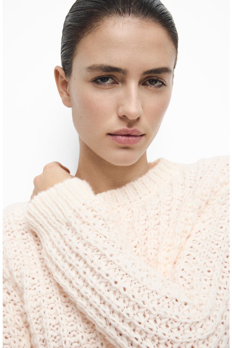 Openwork Knit Sweater, Alternate, color, ECRU