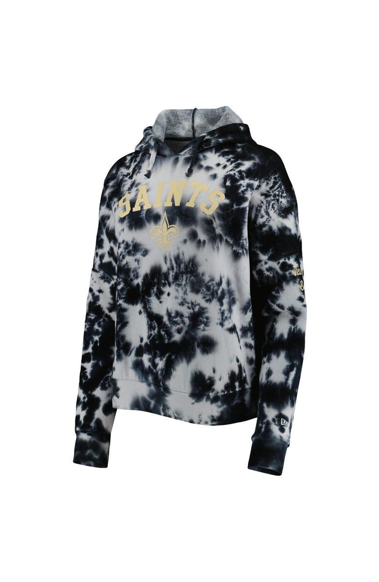 New Era Women's New Era Black New Orleans Saints Cloud Dye Fleece Pullover Hoodie, Alternate, color, Black