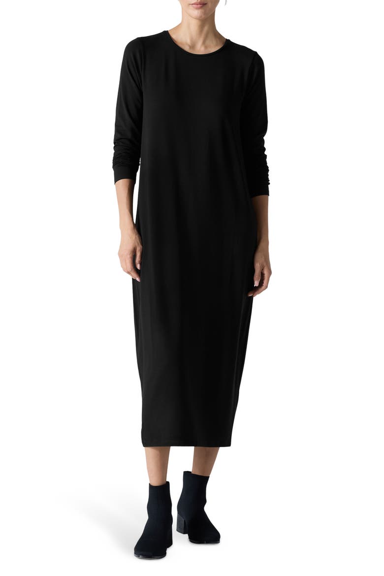 Long Sleeve Maxi Dress, Main, color, BLACK