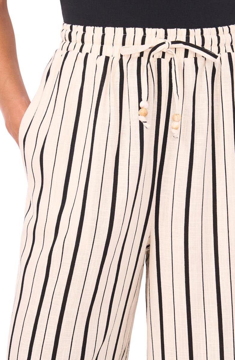 Halogen<sup>®</sup> Stripe Drawstring Wide Leg Pants, Alternate, color, Ivory/ Rich Black Stripe