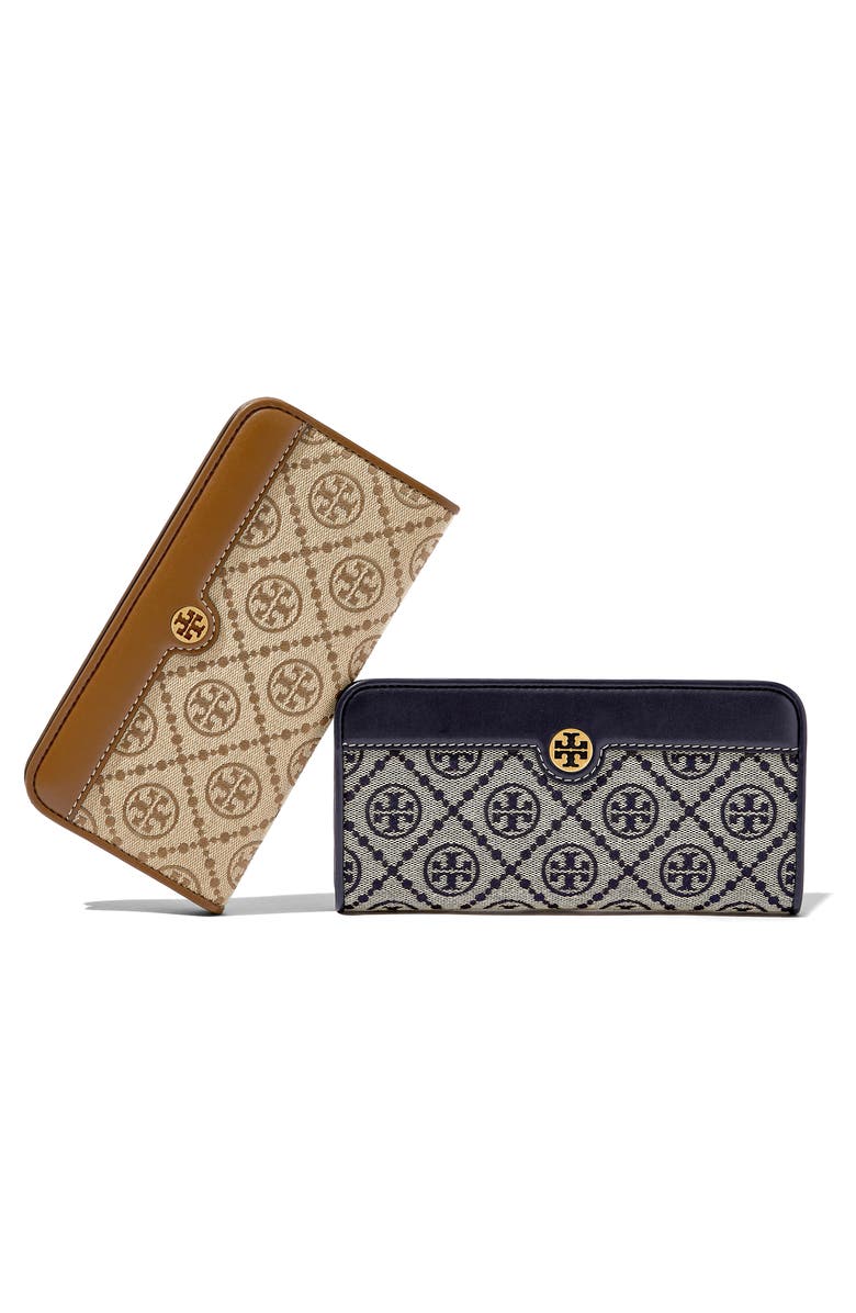 Tory Burch T Monogram Jacquard Slim Zip Wallet, Alternate, color, 