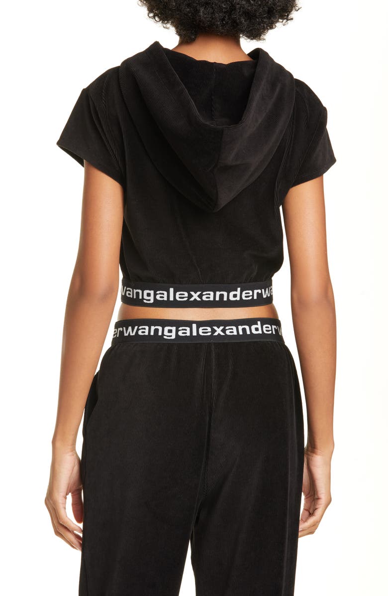 alexanderwang.t Logo Stripe Crop Corduroy Top, Alternate, color, 