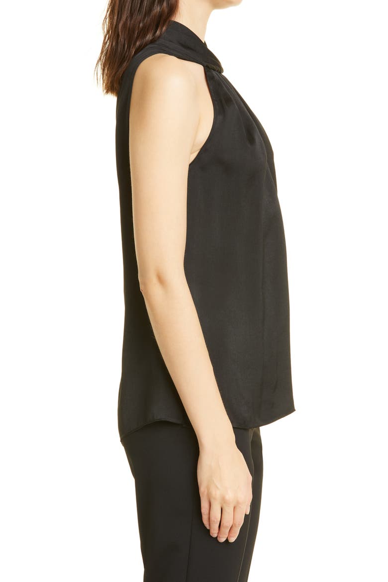 Deanne Hammered Satin Halter Neck Blouse, Alternate, color, BLACK