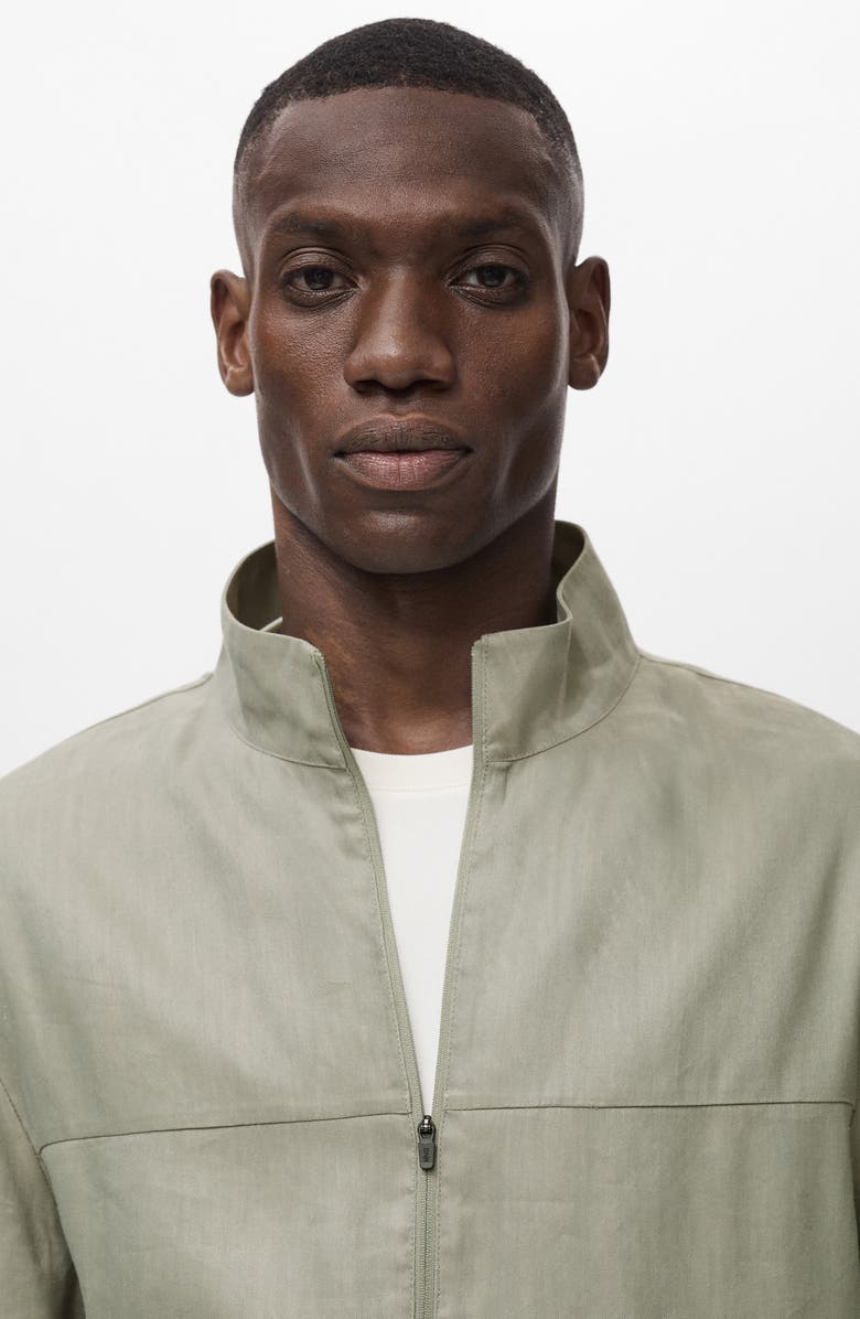 MANGO Linen Blend Jacket, Alternate, color, Olive Green
