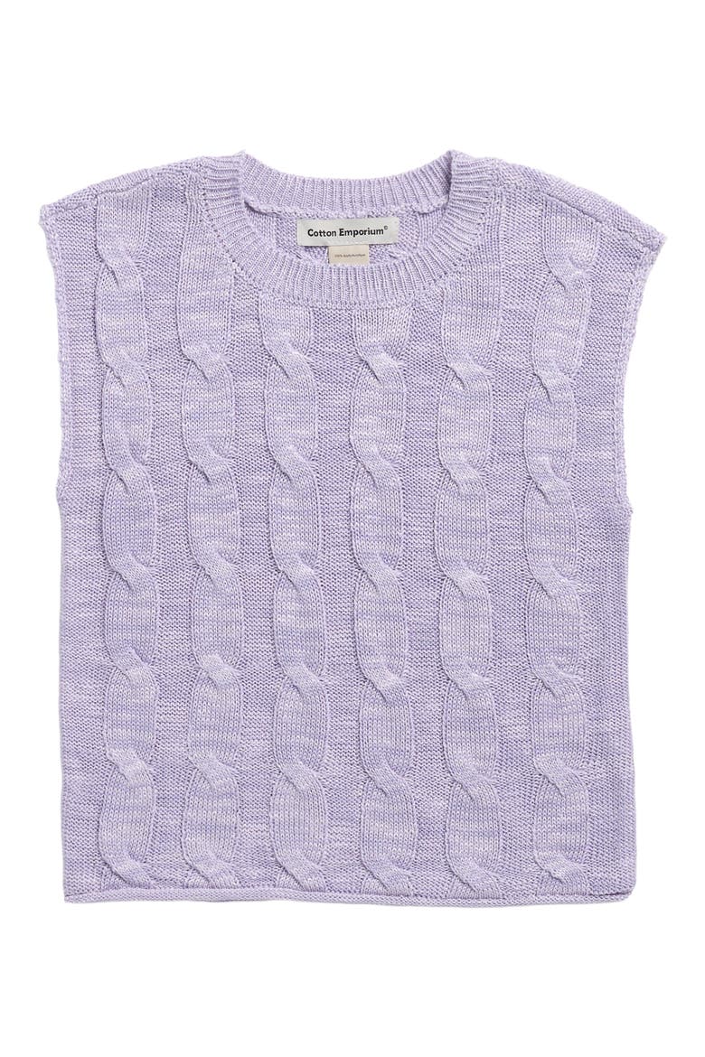 Kids' Cable Knit Sweater Tank, Main, color, PURPLE